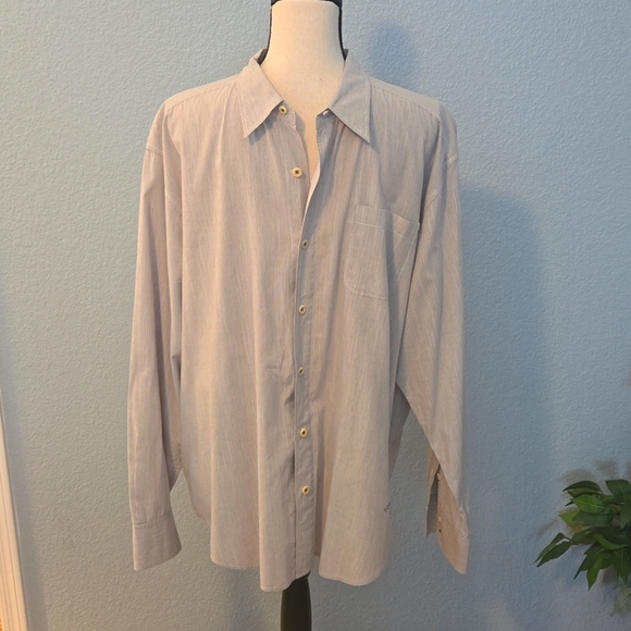 TOMMY BAHAMA Relax men's long sleeve cotton button down shirt gray white Size XL - Picture 1 of 11